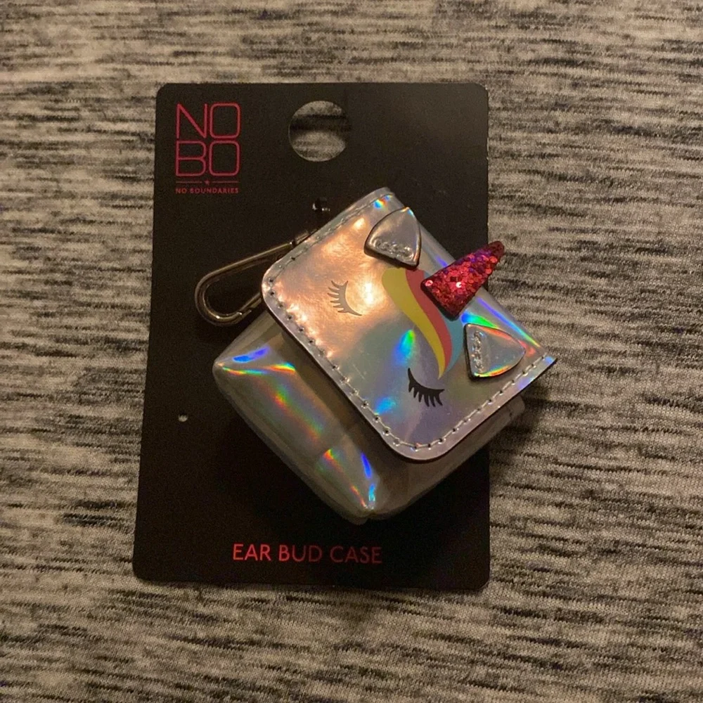 Cell Phone Accessories Bundle Silver Unicorn Ear Bud Case Tie Dye Sticker Pocket